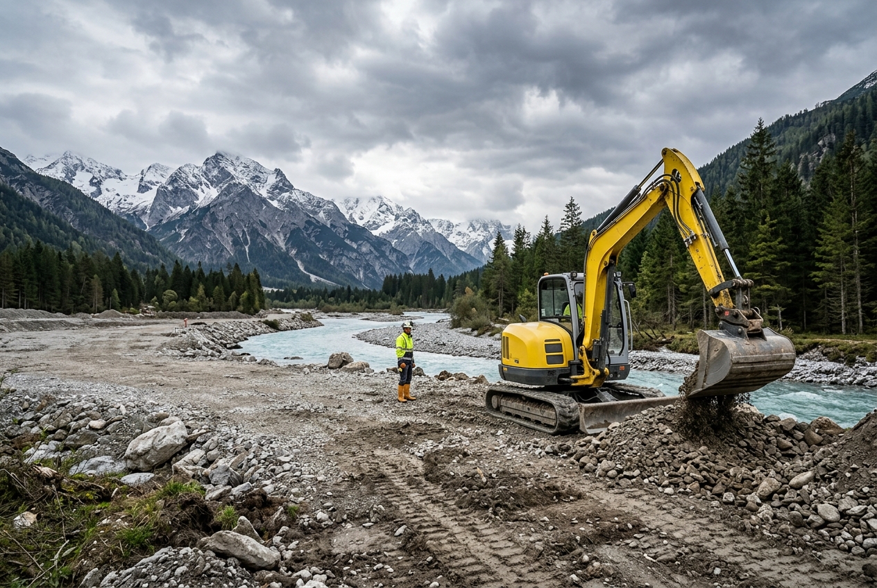 Excavator working on a construction site